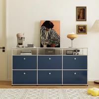 Buffet USM d'occasion en acier inoxydable, armoire modulaire domestique, meuble TV combiné, rangement compact et