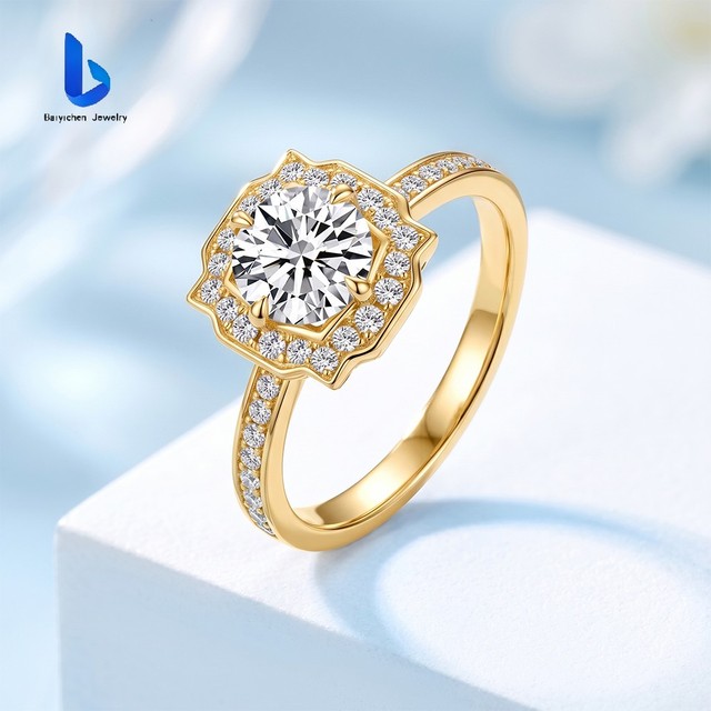 Vintage Cluster IGI 10K14K18K Round Brilliant Cut Lab Grown Diamond Engagement Wedding Gold Ring for Women Fine Jewelry Gift