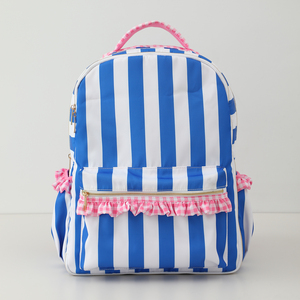 Venta al por mayor <span class=keywords><strong>de</strong></span> encaje <span class=keywords><strong>de</strong></span> viaje para niños <span class=keywords><strong>mochilas</strong></span> escolares para estudiantes <span class=keywords><strong>de</strong></span> gran capacidad personalizada volante raya mochila <span class=keywords><strong>de</strong></span> nailon para niñas - Product Image 2