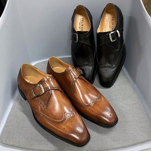 High-quality Summer Handmade Men's Formal Oxford <b>Shoes</b> Engraved Buckle Strap Waterproof Breathable <b>Height</b> <b>Increasing</b> - Product Image 2
