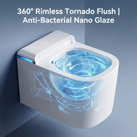 WC intelligent mural haut de gamme avec télécommande, en céramique, pour salle de bain, avec siphon en P intégré
