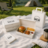 Emballage alimentaire écologique personnalisé en carton ondulé pour camion de restauration rapide, burgers, frites, poulet frit, avec revêtement UV évanescent