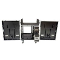 Flight case en aluminium sur mesure, en contreplaqué, pour console de mixage, 12U, antichoc, avec 2 tiroirs, 2 tables latérales et 4 roulettes verrouillables
