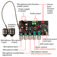 WUZERVON ZK-DAM H2 Papan Isolasi Karaoke Reverberasi Perangkat Efek Pra-Tahap Mikrofon Eksternal BT USB