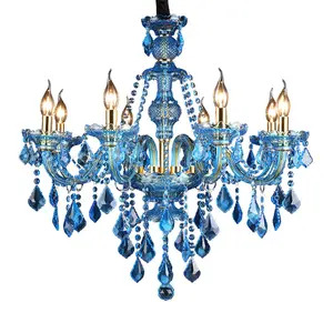 European-style modern crystal chandelier sky blue simple style, suitable for home living room bedroom banquet hall hotel crystal