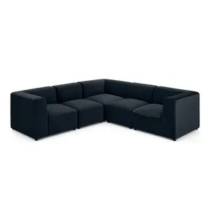 Set ruang santai mewah Sofa Modular kantor kain furnitur kantor Modern 3 tahun beludru 5 tempat duduk Sofa sudut kelompok senja biru