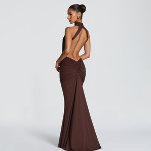 Abito da sera lungo da donna elegante a sirena, sexy, senza schienale, avvolgente sui fianchi, per l'estate 2026 - Vendita all'ingrosso - Product Image 3
