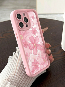 Elegante <span class=keywords><strong>Funda</strong></span> para Teléfono con Lente Escalonada y Diseño de Flor en Tinta Rosa, Compatible con <span class=keywords><strong>iPhone</strong></span> <span class=keywords><strong>11</strong></span> 12 13 14 15 16 17, con Exquisito <span class=keywords><strong>Colgante</strong></span> de Mariposa Rosa - Product Image 3