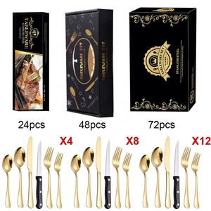 Bán buôn dùng một lần thân thiện với môi mạ Vàng Matte Flatware <span class=keywords><strong>Set</strong></span> số lượng lớn thép không gỉ bạc dao kéo cho đám cưới - Product Image 2