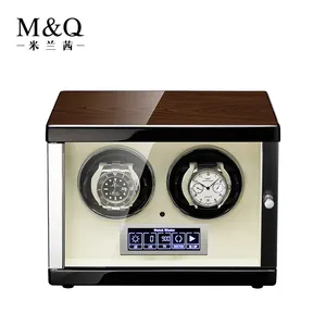 Melancy 2021 totale new aggiornato scatola di legno di lusso mabuchi motore automatico watch winder scatola in bianco e nero per il doppio orologi