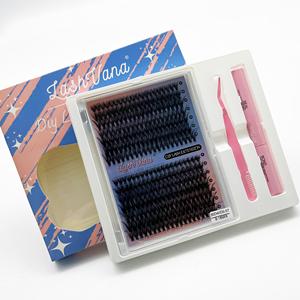 Cils en grappe thermocollés 3D 30D 40D 50D 60D 80D 100D en fibre PBT, pré-faits pour <span class=keywords><strong>extension</strong></span> DIY, doux, naturels, sans cruauté animale, pour marque privée - Product Image 1