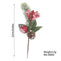 Ranting Cranberry Merah, Jarum Pinus, Kepingan Salju, Dekorasi Rumah, Dekorasi Natal, Ranting Cedar Natal Buatan