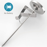 Thermomètre à lait en acier inoxydable avec cadran, thermomètre à café avec clip réglable et sonde longue pour barista