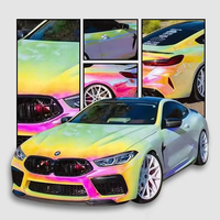Vinilo Holográfico Cromado Rosa para Envoltura de Autos, Película PET HD con Cambio de Color, Libre de Burbujas y con Liberación de Aire