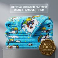 Manta de Franela Estampada al por Mayor, Diseño Fantasía Arcoíris Azul, Certificación FAMA, Suministro para Minoristas, MOQ 1000