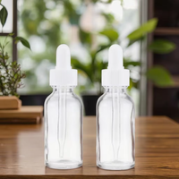 Flacon compte-gouttes en verre cylindrique personnalisable pour les soins de la peau de 15ml 30ml 50ml 100ml Capacités Plat Vide Sérum Emballage Vis gratuite