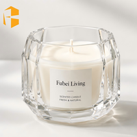 Fubei Living Nordic Chubby Angular Cut Aromatherapie-Kerzenbehälter Rauchgrünes Wohndekorations-Kerzengefäß