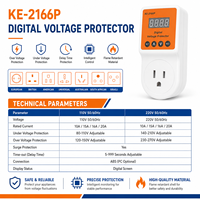 Prise de protection contre les surtensions numérique Puluos KE-2166P 220V avec protection contre les surtensions et les sous-tensions, minuterie de temporisation réglable
