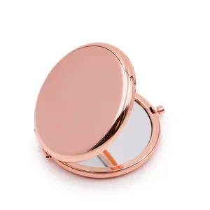 COSMETICS PROMOTIONAL GIFT ROSE GOLD METAL POCKET MIRROR CUSTOM FOLDING ROUND POCKET MIRROR