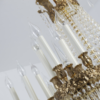 Lustre LED de luxe baroque européen en cristal doré, lumière blanc chaud 2700K, grande lampe suspendue multi-niveaux, colonne universelle