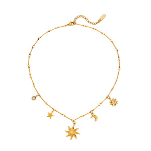 Collar de Acero Inoxidable con Colgante de Piedra Lunar Sol y Luna, Amuleto de Estrella, Joyería de Regalo - Product Image 5