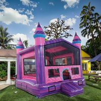 Château de videur sautant gonflable compact rose et violet irisé pour enfants maison de jeu intérieure pour les fêtes de parc de trampoline de jardin