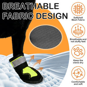 Perlindungan Cakar Anjing Sepanjang Tahun 4PCS Sepatu Anjing Bernapas dengan Tali Reflektif & Sol Anti-Selip untuk Anjing Sedang/Besar Bermain di Luar Ruangan - Product Image 3
