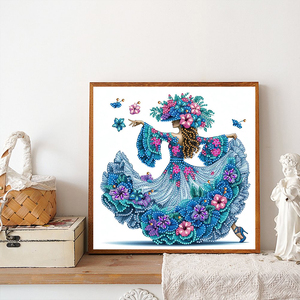 DIY 30*30CM bleu fleur <span class=keywords><strong>danseuse</strong></span> décor à la maison diamant peinture spéciale en forme de cristal créatif diamant peinture pour décoration murale - Product Image 4