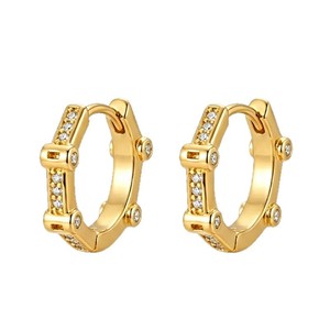 Boucles d'oreilles créoles en argent S925 avec zircon incrusté, couleur or, design rond, bijoux fins - Product Image 4