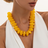 Collier en perles acryliques irrégulières Hongsheng pour femme, avec broches ajustables en fil ciré extractible