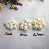 Boutons en plastique ABS mini de 5 mm, 6 mm, 7 mm, à trou latéral, avec tige plaquée et maille, pour vêtements de poupées, BJD, artisanat DIY, couture à la main, fourniture d'usine
