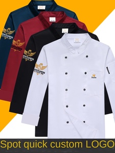 Tenue de travail de <span class=keywords><strong>chef</strong></span> pour homme, automne-hiver, en polyester, à manches longues, avec étiquette, pour la restauration, les salons de thé, les hôtels, les cuisines et la pâtisserie - Product Image 1
