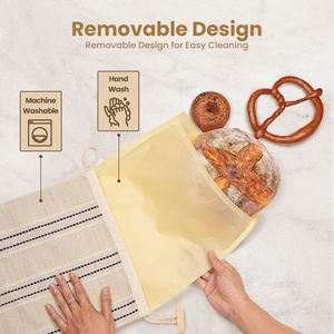 Bolsas de Almacenamiento de Alimentos Reutilizables de Algodón Orgánico con Logotipo Personalizado, Paquete de 2, Forro Extraíble Sostenible, Bolsas para Pan de Cera de Abeja para Panadería Artesanal - Product Image 5