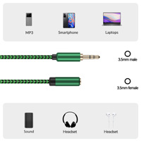 Cable de Extensión AUX Macho a Hembra de 3.5mm, Chapado en Oro, PVC, Directo de Fábrica, para Teléfono, Computadora, Altavoz, Auriculares, MP3