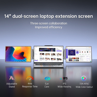 Moniteur portable Bolinia à trois écrans IPS LCD USB-C 14 pouces 1080P, extension d'écran double pour ordinateur portable, série professionnelle rétroéclairée par LED