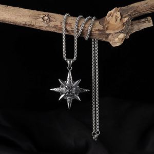 Collar con Colgante Hexagrama de Acero Inoxidable para Hombre, Estilo Hip Hop, Vintage, Gótico, Amuleto de la Suerte, Cadena de Caja, Accesorio de Moda, Venta al por Mayor - Product Image 5