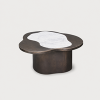 Nouvelle table basse en marbre et acier inoxydable de forme irrégulière, durable et facile à nettoyer, pour salon, maison, villa, hôtel