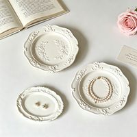 Moule en silicone pour plateau en dentelle gaufrée de style vintage européen, rond et ovale, pour la fabrication de plateaux de rangement en plâtre et de sous-verres en résine
