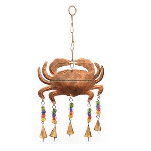 <b>Crab</b> Brass Wind Chimes With Cone Shaped Bells and Beads for Window , Entryway and Balcony - Product Image 1