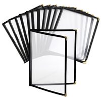 Porte-menu en cuir personnalisé pour restaurants et cafés, design à double pliage avec compatibilité PVC, housses de menu.