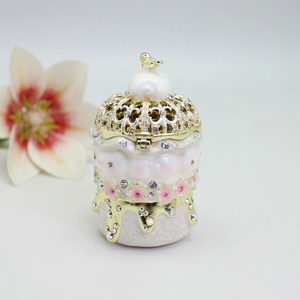 Shinnygifts vẽ tay lợn đính Hộp Men hình động vật với hoa hộp lưu trữ trang sức cho Vòng Bông tai quà tặng sáng tạo - Product Image 5