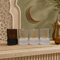 Lanterne moderne écologique à piles pour le Ramadan avec lumière étoile et croissant de lune pour la décoration de table de la maison musulmane pour l'Aïd