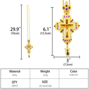 Kalung Salib Ortodoks Yunani HT Gold dengan Amulet Religius Yesus Keselamatan Kristen, Hadiah untuk Pendeta Uskup - Product Image 4