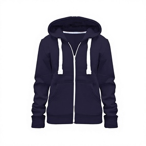 Sweat-shirt à capuche zippé violet, couleur unie, en polaire, décontracté, pour l'automne, avec poche avant, coupe classique, unisexe - Product Image 2