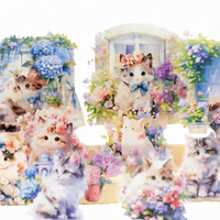 Lot de 30 autocollants découpés en PET imperméables, série 'Passage au rebord de la fenêtre', motif chat au rebord de la fenêtre, matériel de décoration de Noël