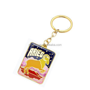 En vrac personnalisé signe du zodiaque porte-clés Cancer Bélier Gémeaux Scorpion Capricorne zodiaque métal émail <span class=keywords><strong>Horoscope</strong></span> porte-clés amis cadeau - Product Image 2