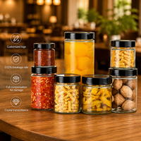 Pot en verre rond à large ouverture avec couvercles pour miel, confiture, épices, pot de stockage hermétique pour aliments