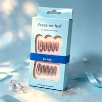 Ongles à presser elliptiques de luxe chromés dégradé gris bleu glacé, faux ongles réutilisables en gel souple, 30 pièces, en ABS, vente en gros