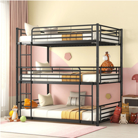 Lit ternaire en métal Lit superposé triple en métal robuste Cadre de lit pour chambre d'enfants Meubles