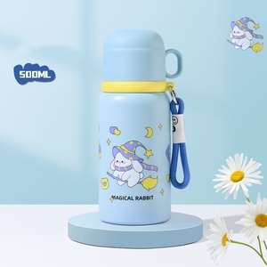 Gourde isotherme en acier inoxydable à double paroi pour enfants, 450 ml, motif dessin animé, avec couvercle sans BPA et paille anti-fuite - Product Image 3
